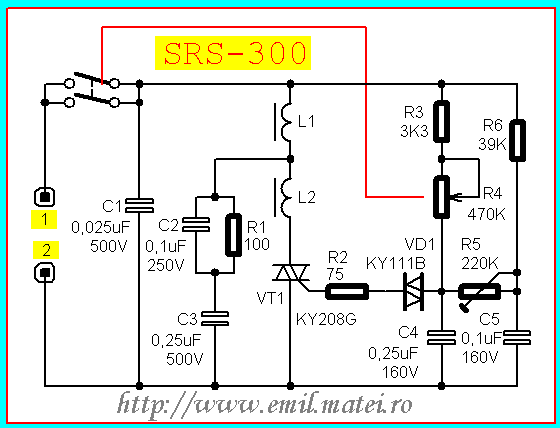 Schema variatorului de lumina rusesc SRS-300