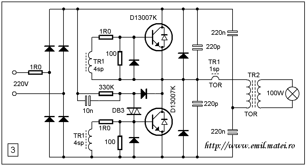 Transformator electronic 100W