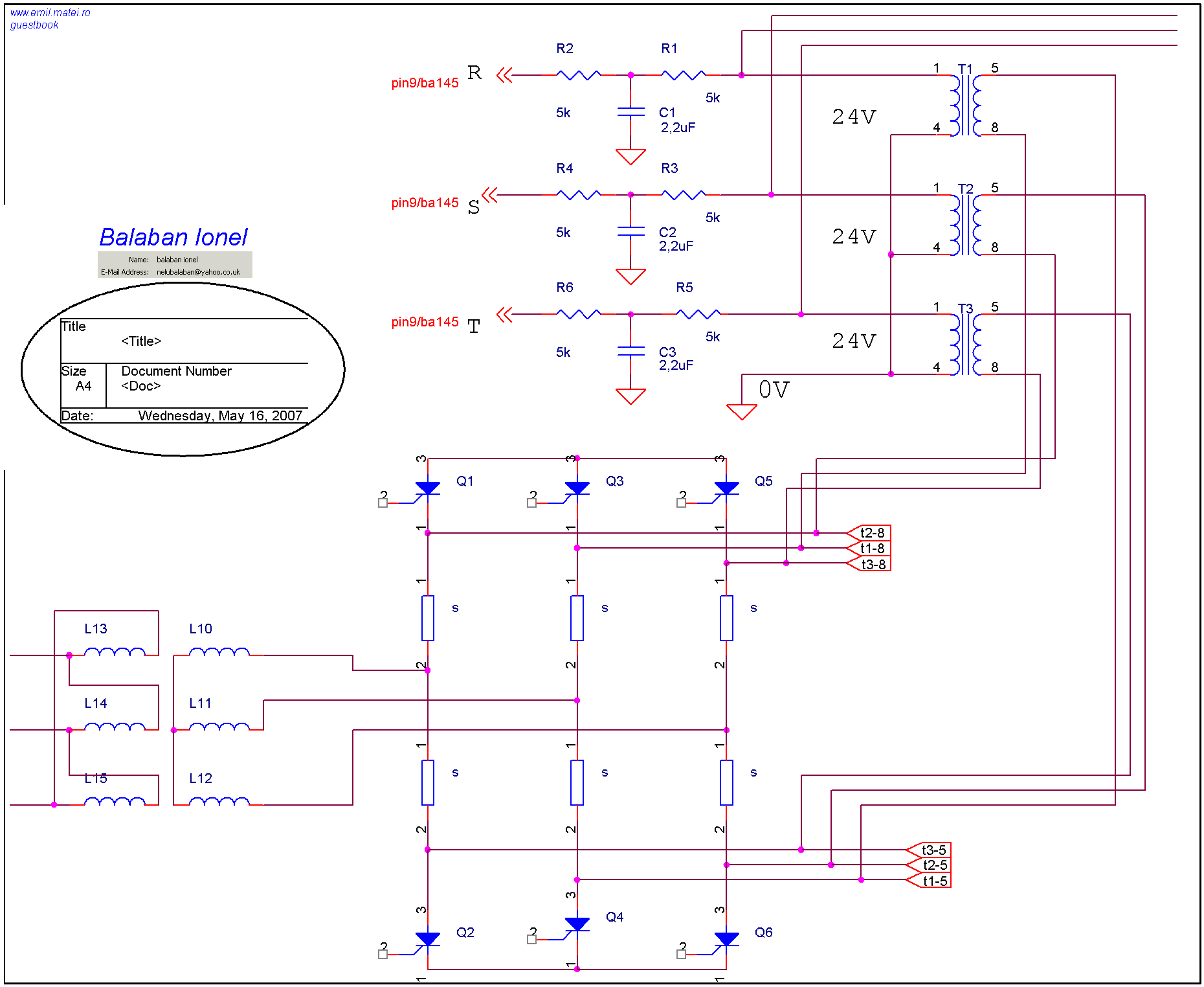 Schema sincronizare redresor trifazat comandat cu circuitul BAA145 (partea I)