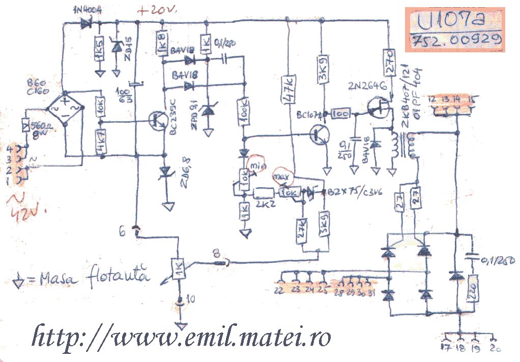 Schema electrica instalatie de sudare Uniwig GW 350 - variator de tensiune pentru reglajul continuu al curentului de sudare