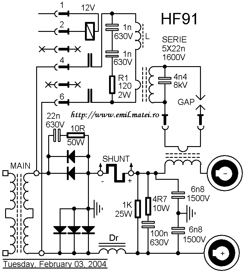 Generator HF conectat la la un invertor de sudare TIG-DC
