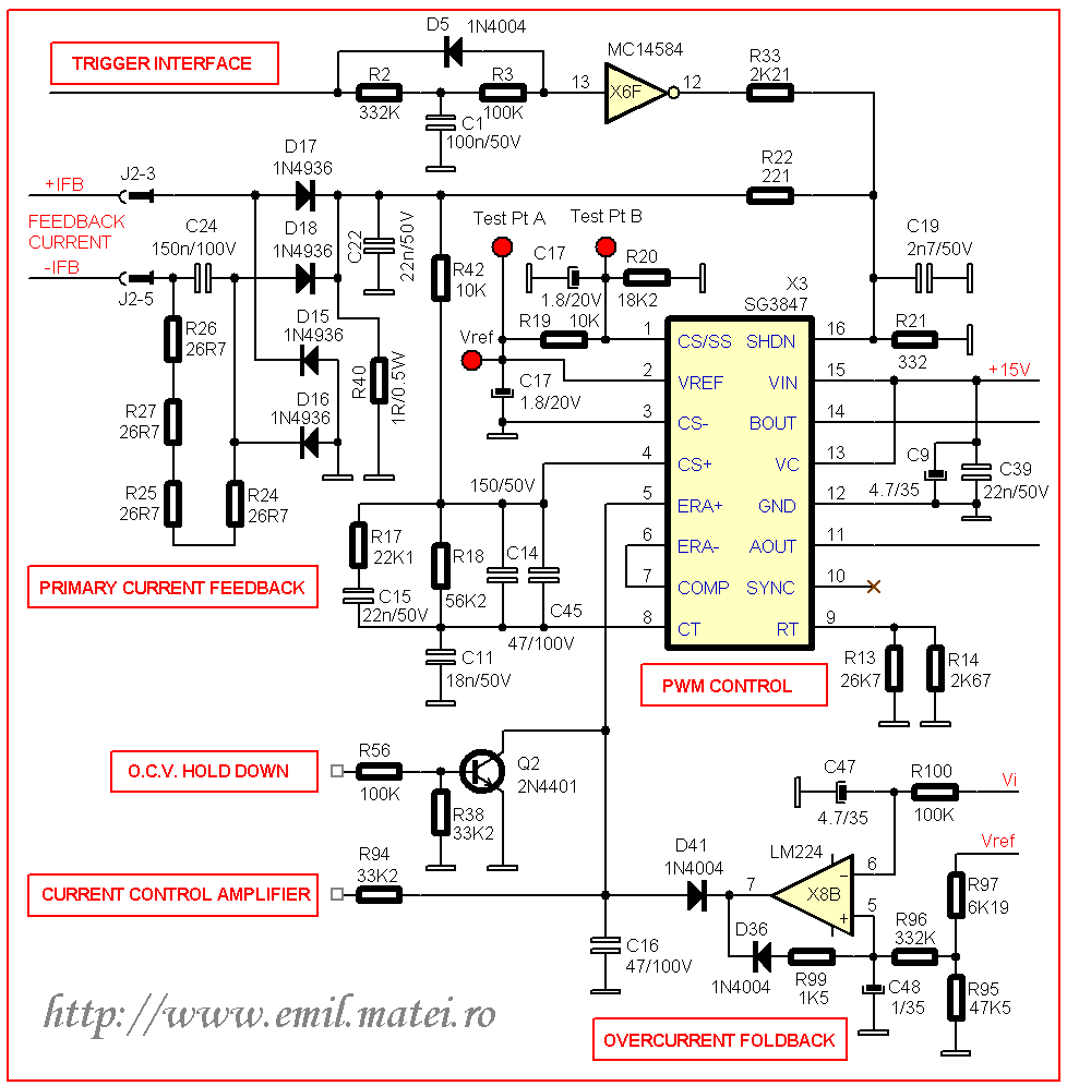 Schema Control invertor de sudare Lincoln Invertec V250-S (partial)