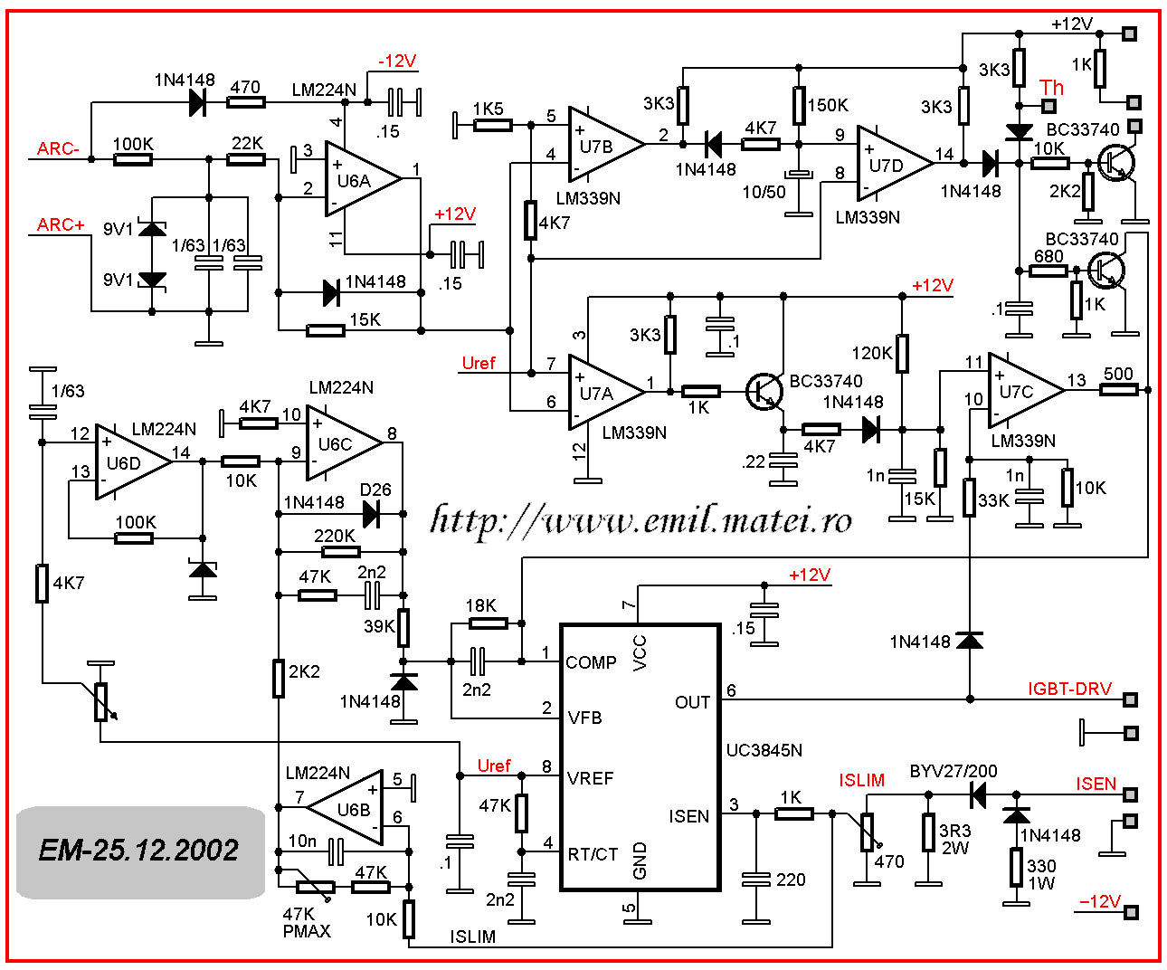  Circuit de comanda cu UC3845 pentru invertor de sudare